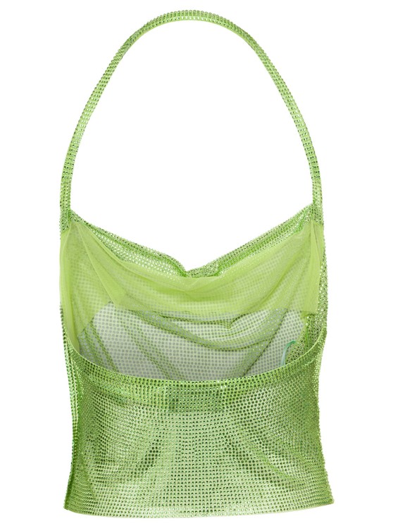 Shop Giuseppe Di Morabito Green Halterneck Top With Crystals Open Back Polyamide