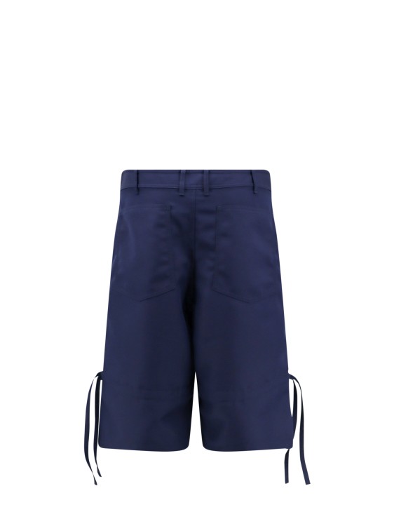 Shop Comme Des Garçons Bermuda Shorts With Drawstring Detail On The Bottom In Blue