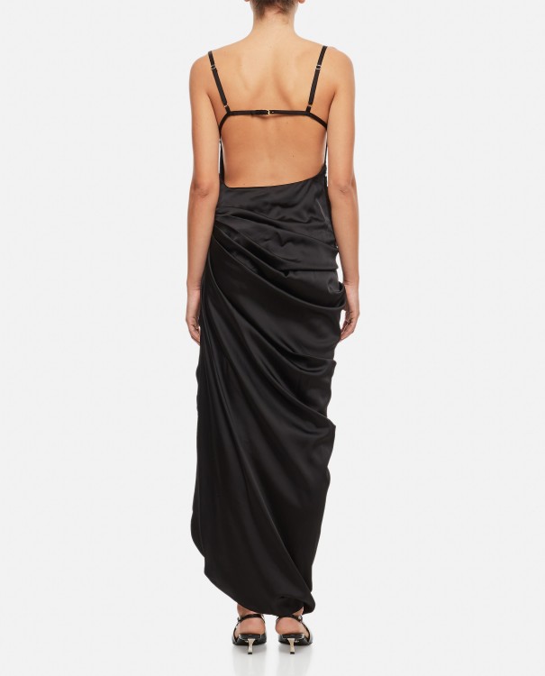 Shop Jacquemus La Saudade Longue Brodée Stretch Viscose Long Dress In Black