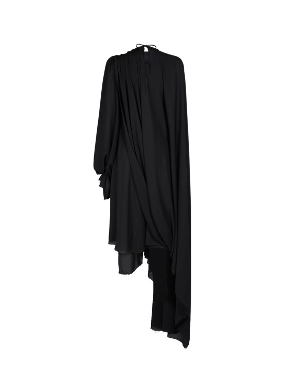 Shop Balenciaga All In Tech Crêpe Fabric Dress With Drapery In Black