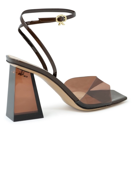 Shop Gianvito Rossi Brown Glass Patent Leather Sandals
