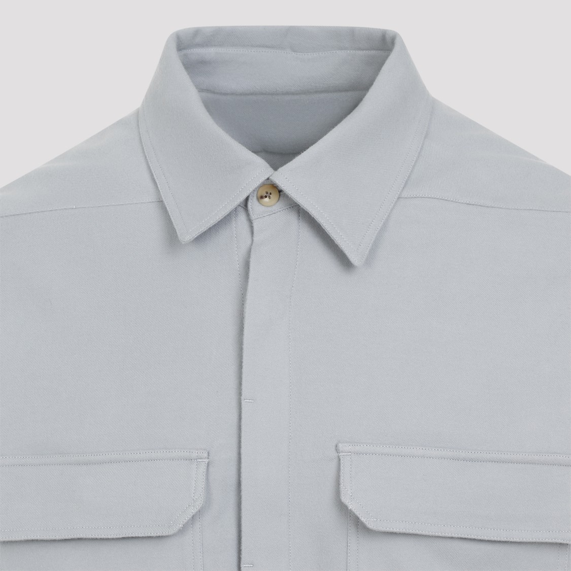 Rick Owens Work Shirt With Double Stitching And Flap Pockets In Blue