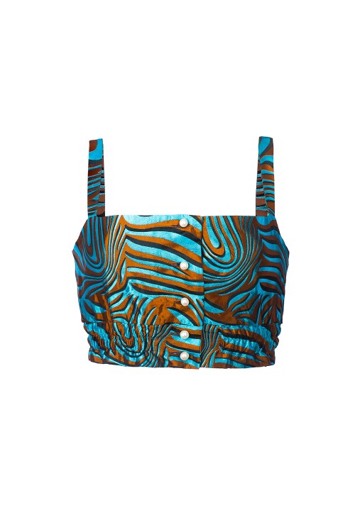 Shop Andreeva Mint Printed Top In Blue