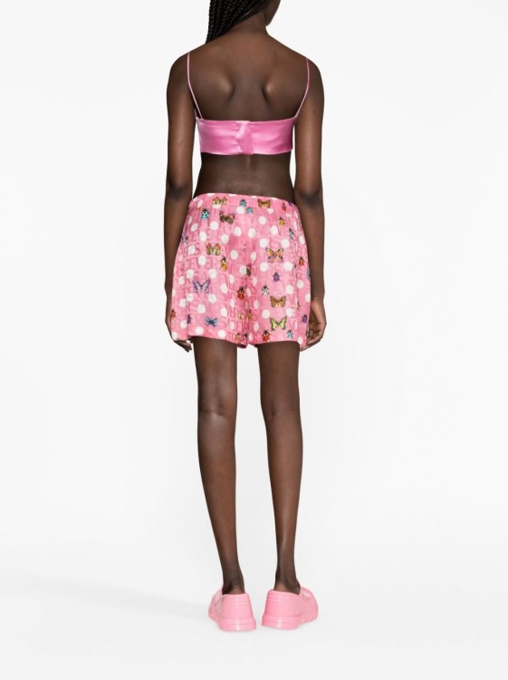 Shop Versace Butterflies-print Silk-blend Shorts In Pink