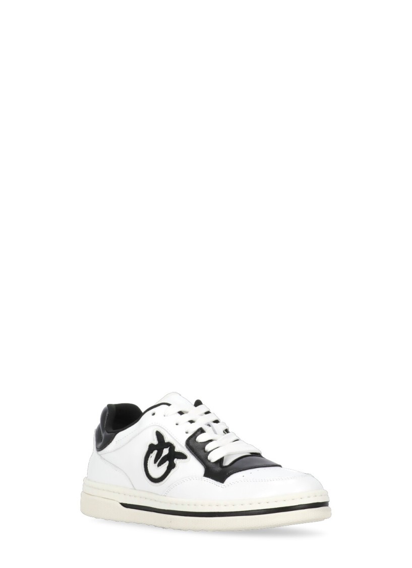 Shop Pinko Leather Sneaker With Logo In White