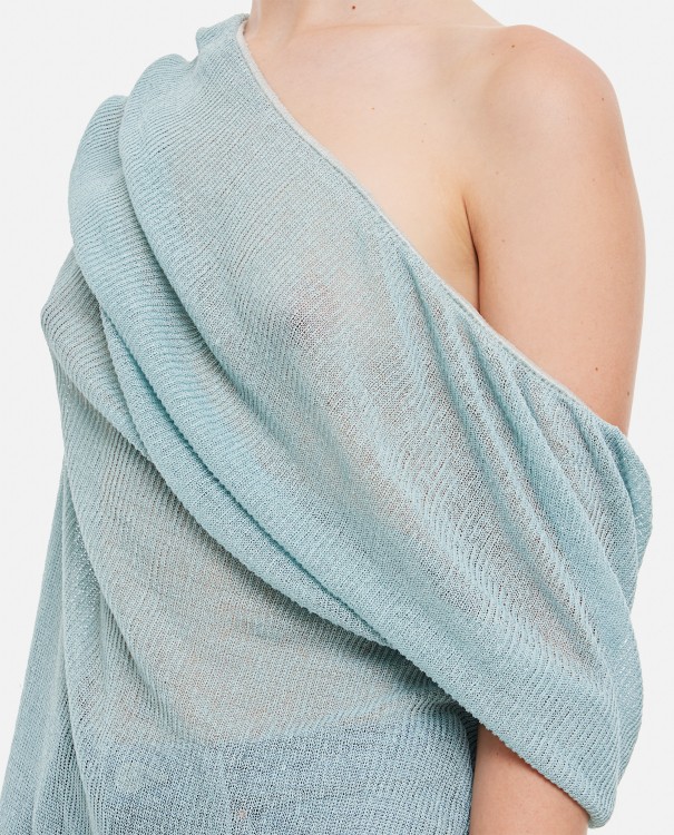 Vitelli Membrane Linen Draped Top In Grey