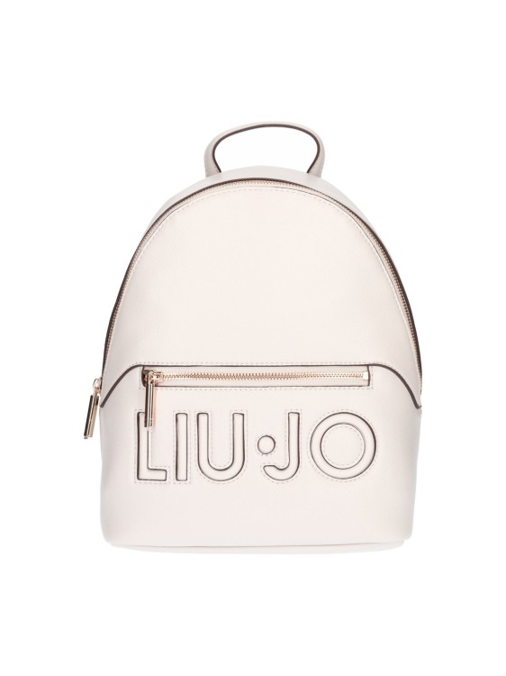 Liu •jo White Faux Leather Backpack In Neutral