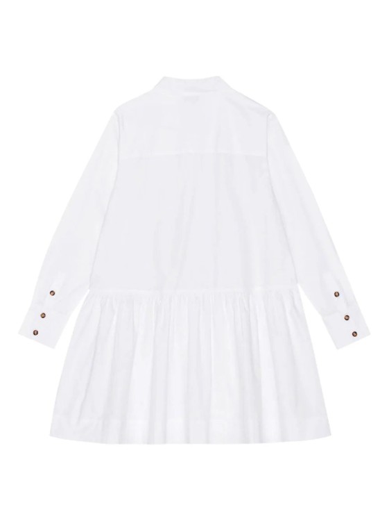 Shop Ganni Pointed-collar Organic Cotton Shirtdress In White