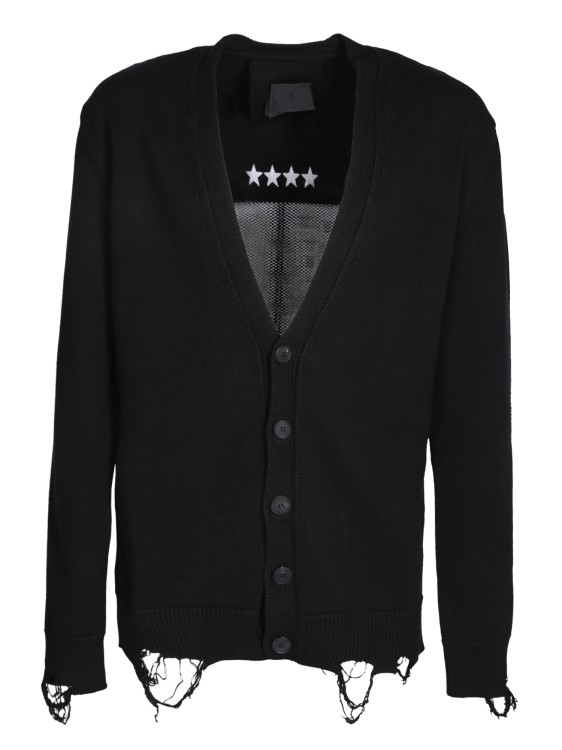 Shop Givenchy Knitted Cardigan With Distressed Effect In Black
