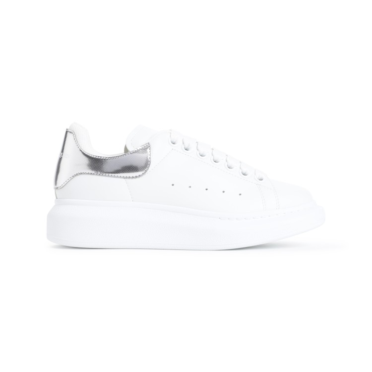 Alexander Mcqueen White Oversize Sneakers With Snake Print On The Heel In Leather Woman In White