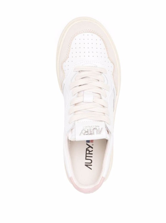 Shop Autry Medalist' White Low Top Sneakers With Blue Suede Details In Leather In Neutrals