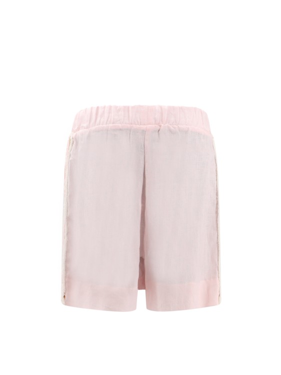 Shop Mvp Wardrobe Linen Shorts With Lateral Frayed Profiles In Pink