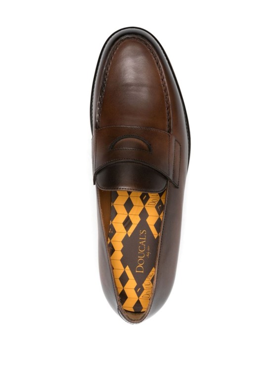 Shop Doucal's Walnut Brown Leather Loafers