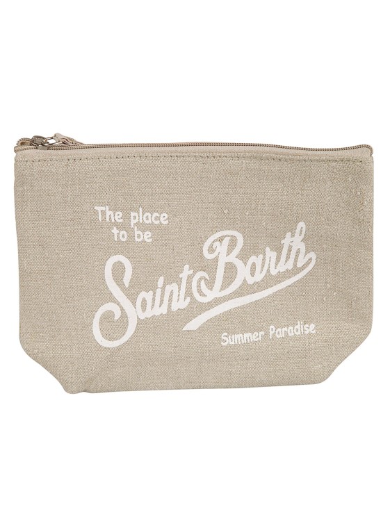 Shop Mc2 Saint Barth Aline Linen Clutch Bag In Neutrals