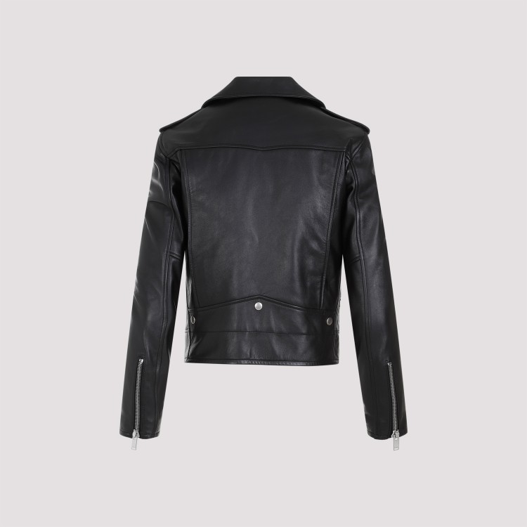 Shop Saint Laurent Black Lamb Leather Motor Jacket