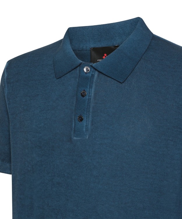 Peuterey Shaved Crepe Cotton Tricot Polo Shirt In Blue