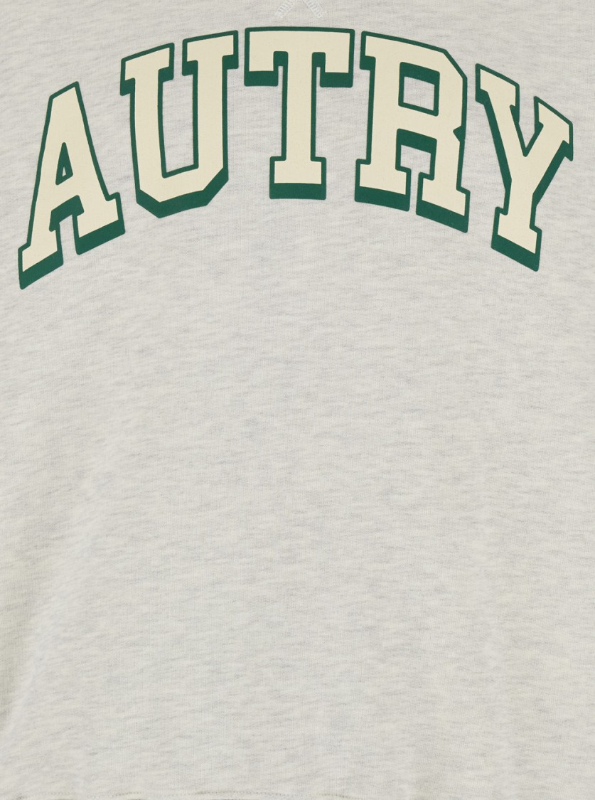 Shop Autry Grey Crewneck Sweatshirt With Logo Print In Jersey