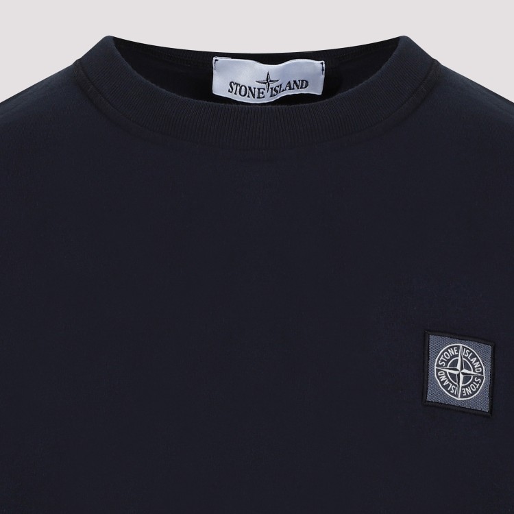 Shop Stone Island Navy Blue Cotton T-shirt In Black