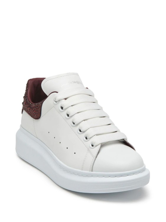 Shop Alexander Mcqueen Sneakers Oversized Rhinestone White/burgundy