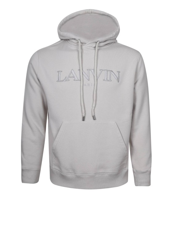 Shop Lanvin Cotton Hoodie With Logo In Grey