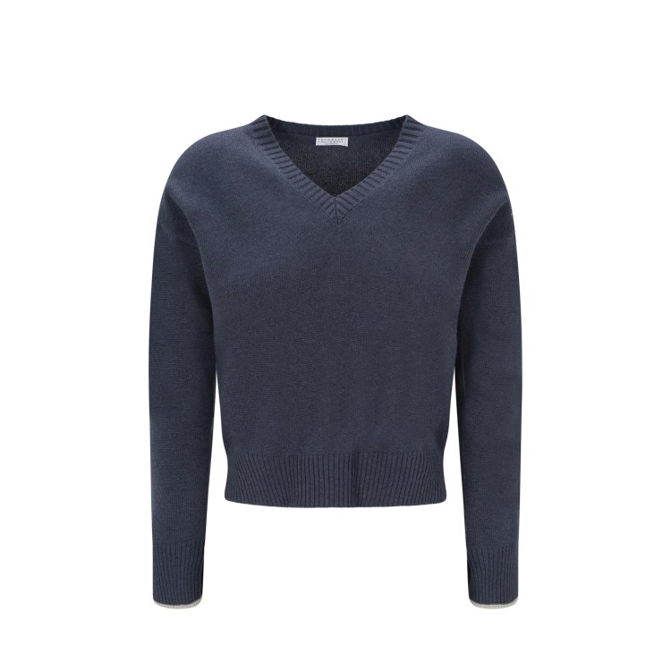 Shop Brunello Cucinelli V Neck Sweater In Black