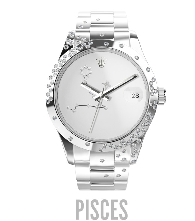 Private Label London Customized Reflekt Cosmo Datejust 41 Pisces In Silver