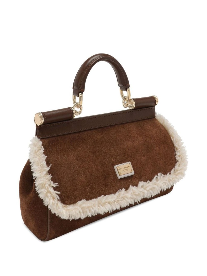 Dolce & Gabbana Sicily Leather Tote Bag In Brown