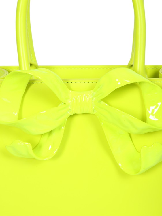 Shop Self-portrait Bow Mini Tote Neon Yellow Bag