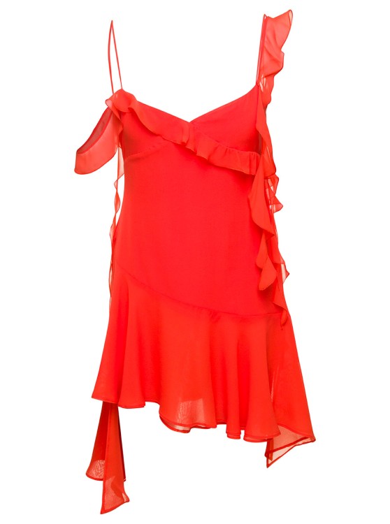 Andamane Miranda Minidress With Ruches In Red Silk