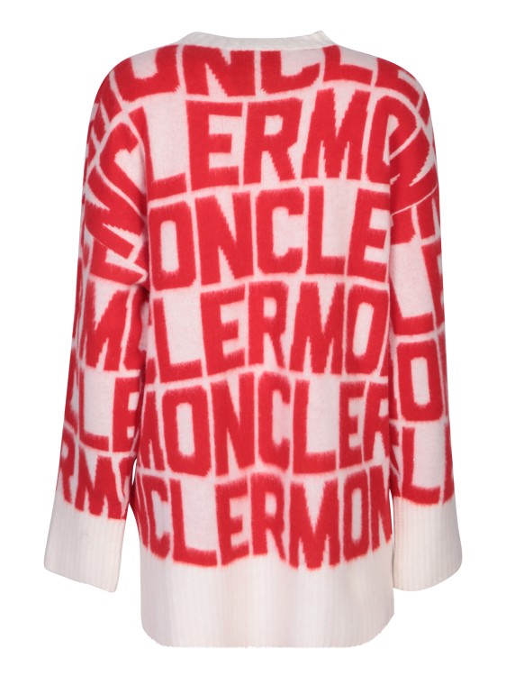 Shop Moncler Red/white Logoed Pullover