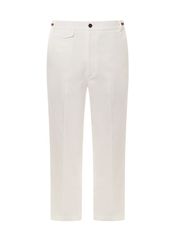 Shop Gucci Cotton Trouser With Web Detail In White