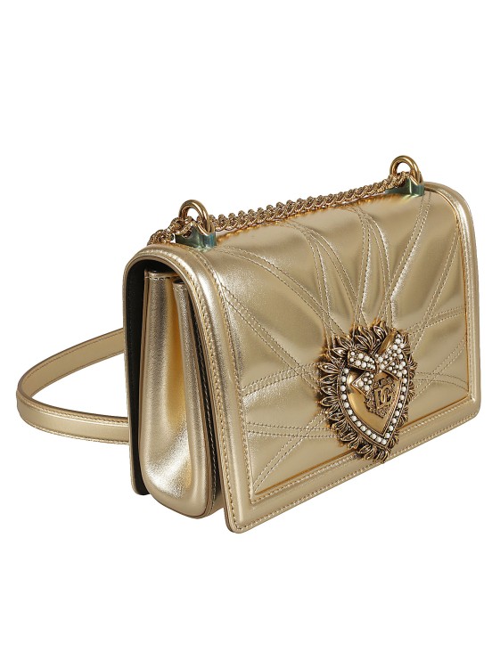 Shop Dolce & Gabbana Medium Devotion Quilted Shoulder Bag In Neutrals