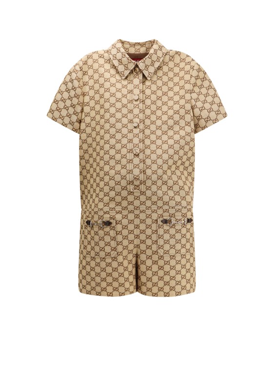 Gucci Gg Original Fabric Jumpsuit In Brown