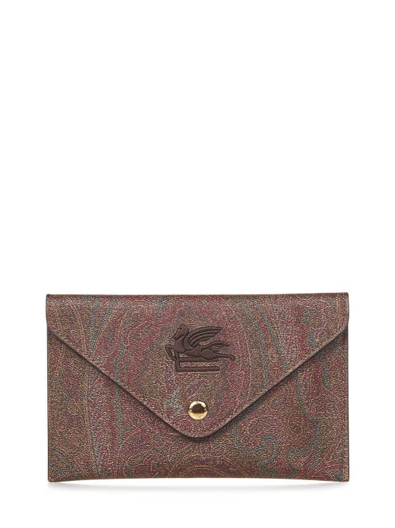 Etro Envelope Wallet In Paisley Jacquard Fabric In Brown