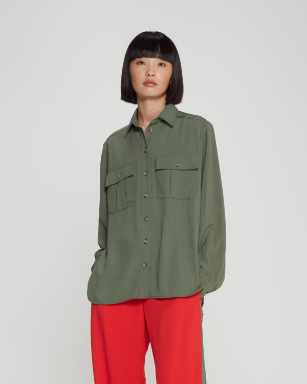 Shop Serena Bute Safari Shirt - Khaki In Green