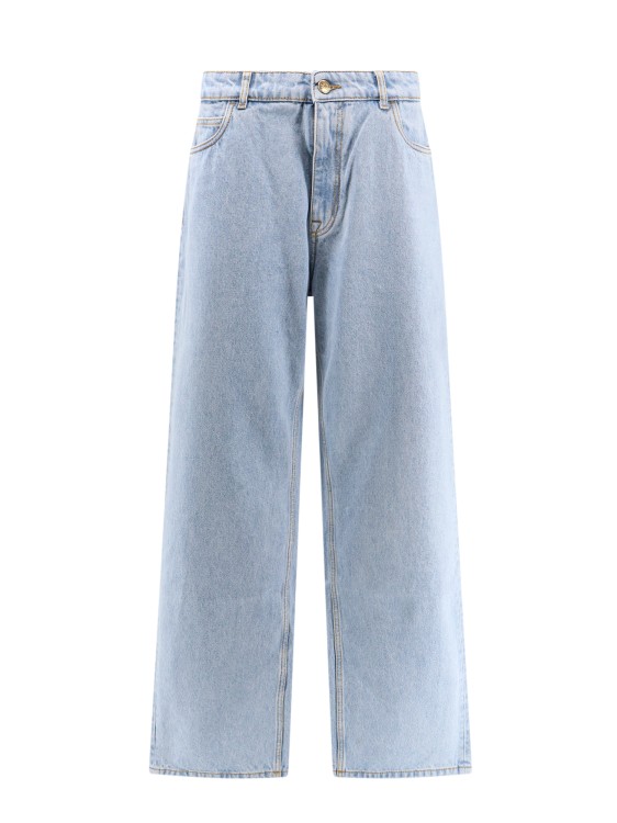 Shop Etro Cotton Jeans With Back Pegasus Embroidery In Blue