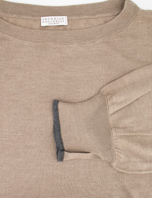 Shop Brunello Cucinelli Brown Cashmere Blend Sweater