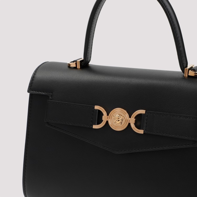 Shop Versace Mini Top Handle Black Calf Leather Bag