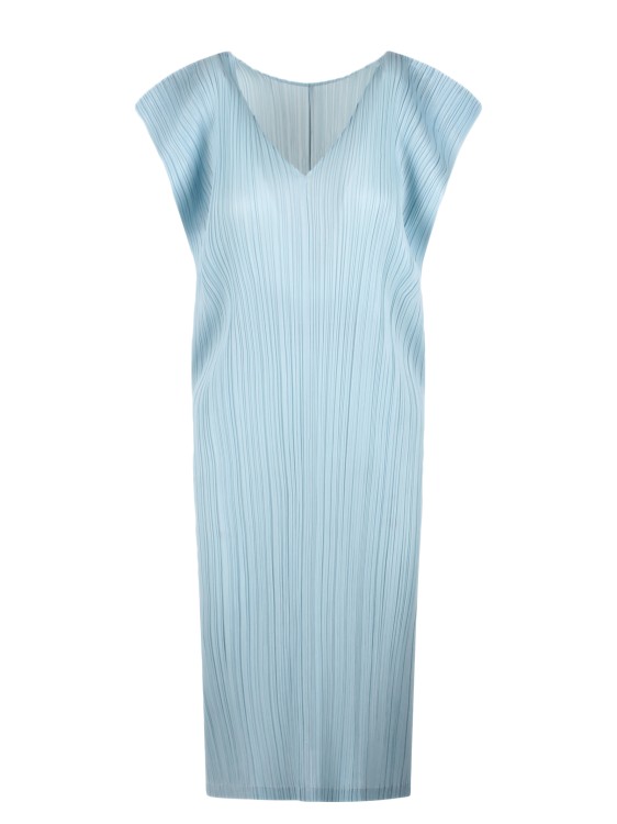Shop Issey Miyake March Pleated Midi Dress In Blue