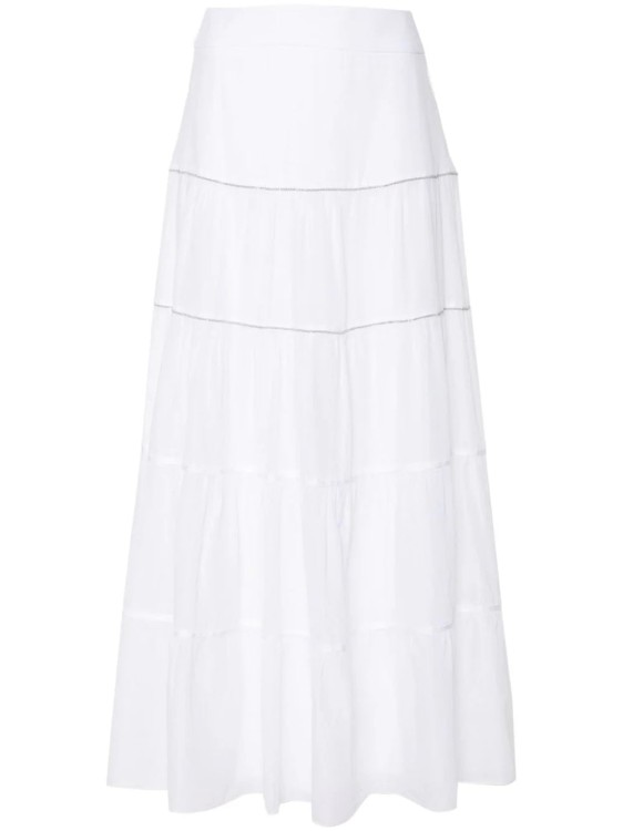 Shop Peserico White Beaded Maxi Skirt