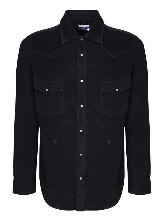Jacob Cohen Long Sleeve Texan Shirt With Subtle Striped Detail In Black