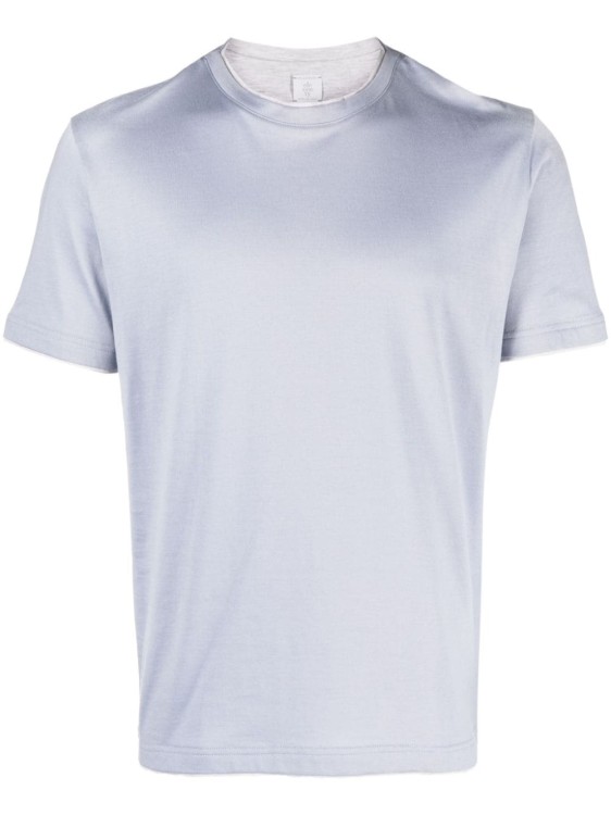 Shop Eleventy Blue Crew Neck T-shirt In White