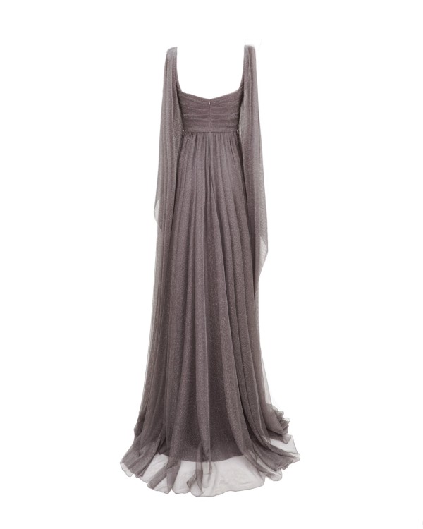 Shop Gemy Maalouf Beaded Heart-neckline Dress - Long Dresses In Grey