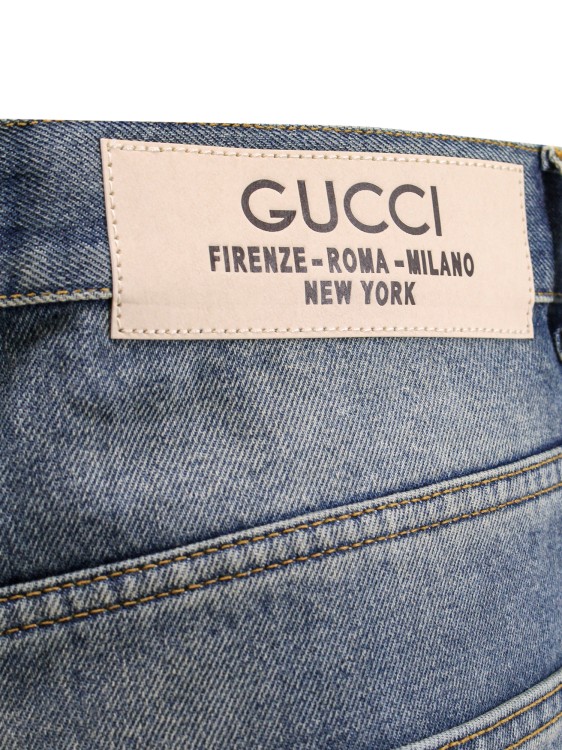 Shop Gucci Cotton Jeans With Logoed Label In Grey