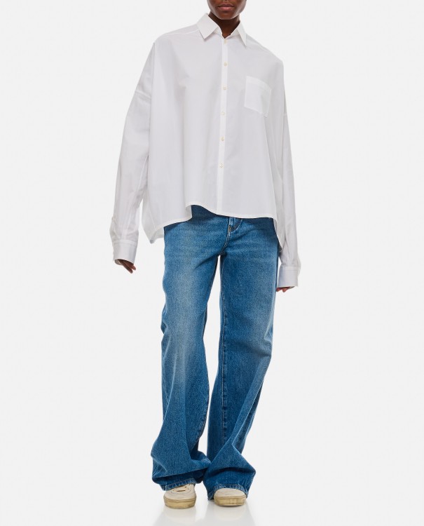 Shop Junya Watanabe Cropped Cotton Shirt In White
