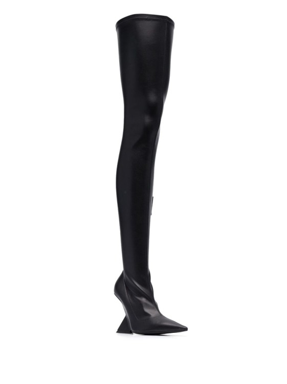 Shop Attico Cheope Leather Above-knee Boots In Black