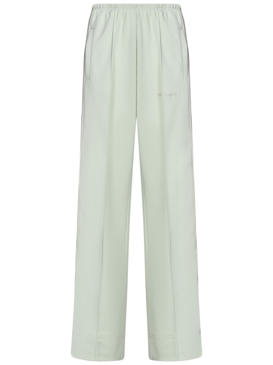 Palm Angels Wide-leg Mint Technical Fabric Track Trousers In Gray