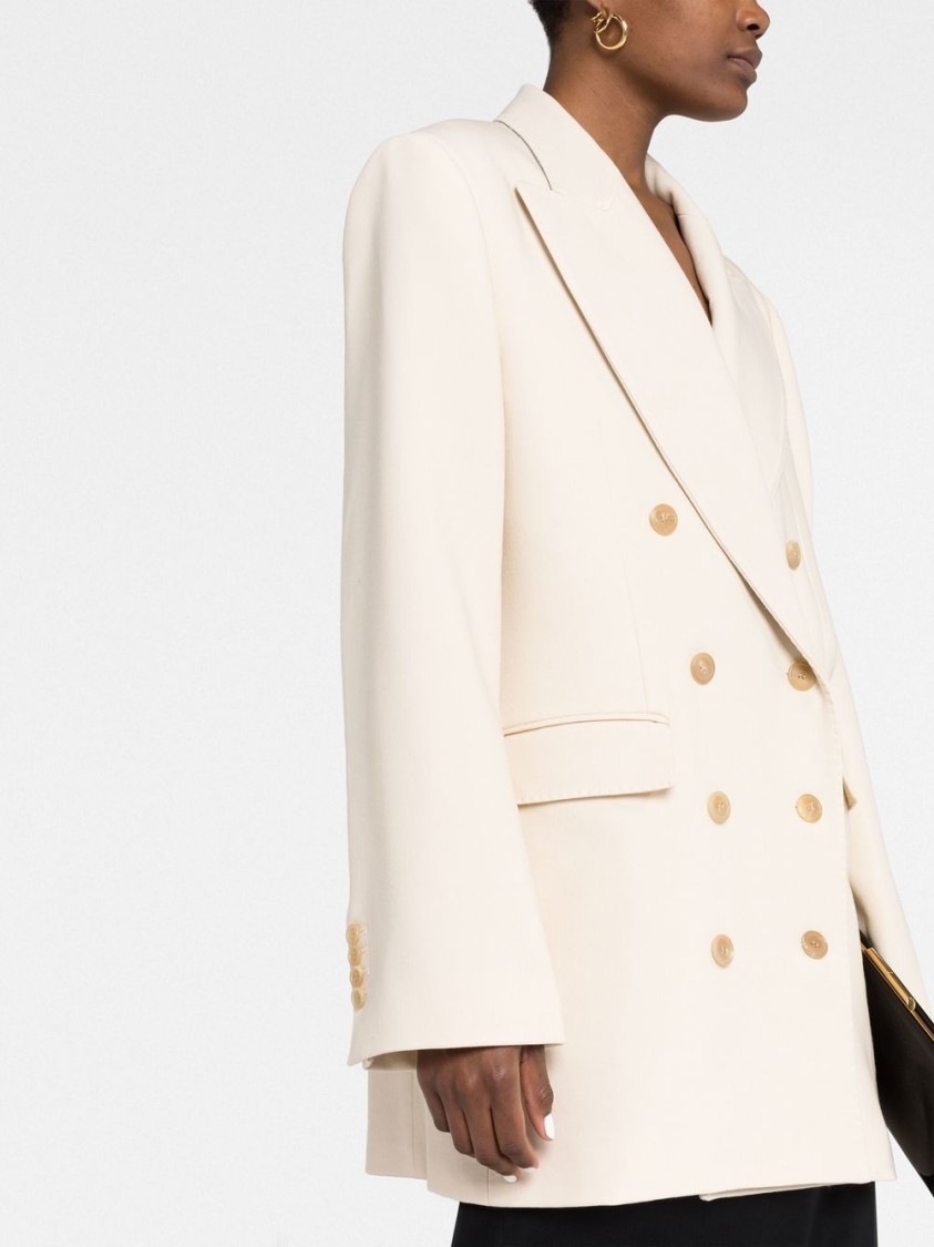 Khaite Wool Blend Double-breasted Jacket In Neutrals