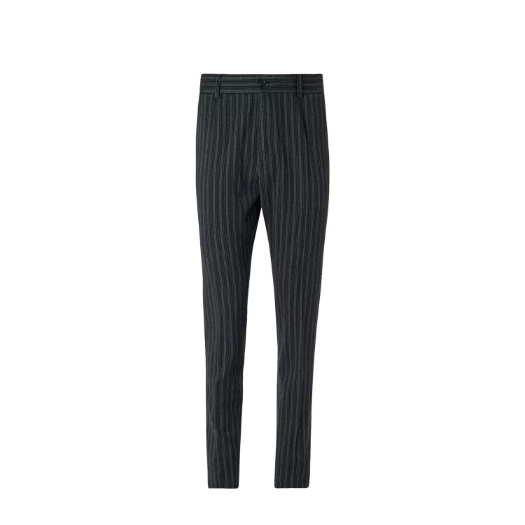 Shop Dolce & Gabbana Tapered Pinstriped Trousers In Grey