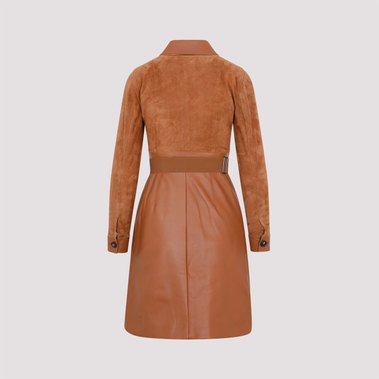 Shop Akris Vicuna Leather Short Dress In Brown